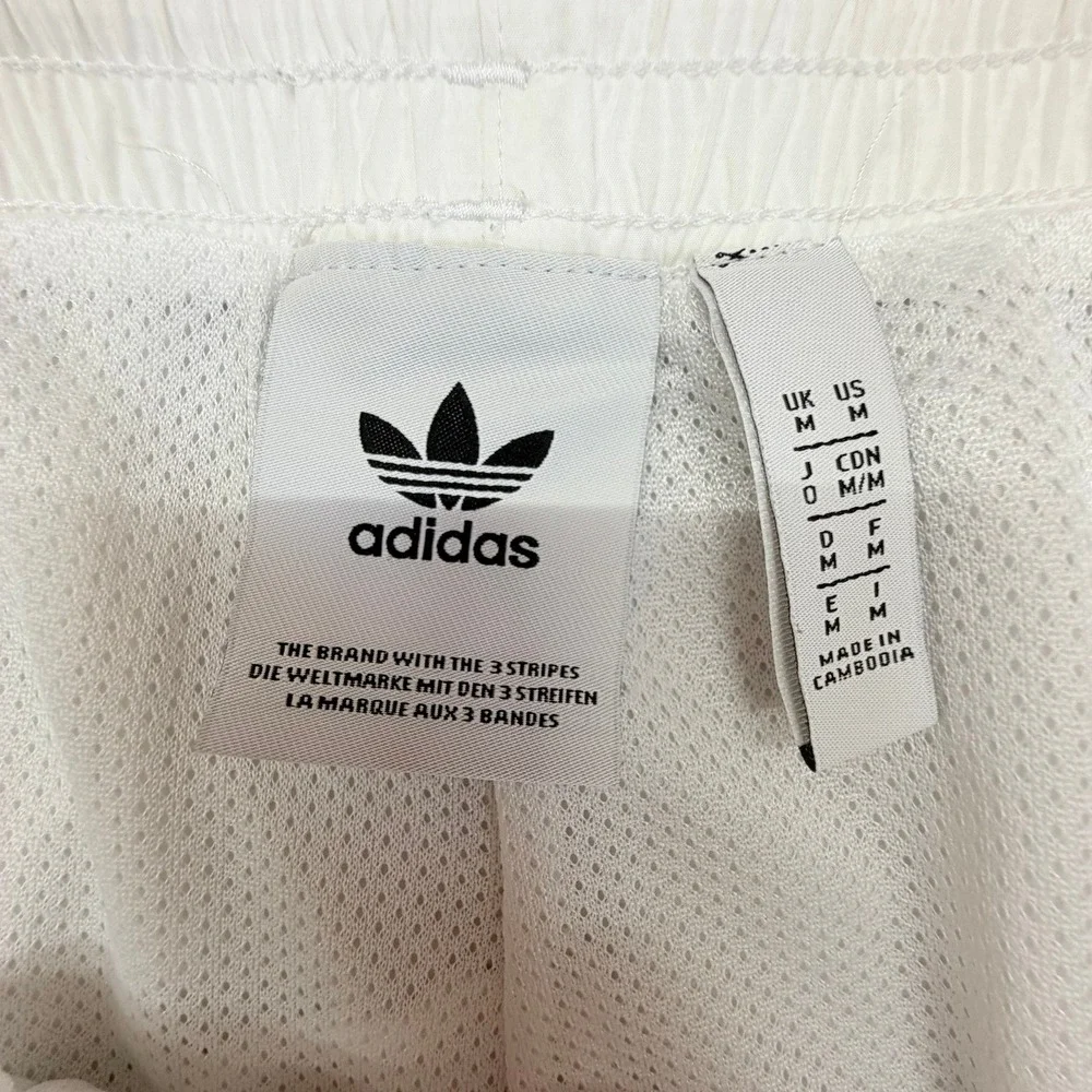 Adidas Swim Shorts Mens Medium White Asymmetric 3 Stripe FN0001